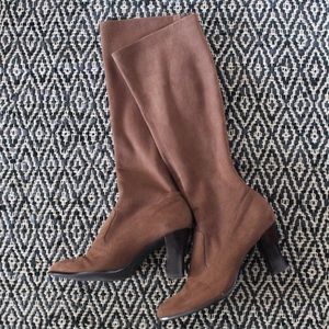 Tall brown suede dress boots